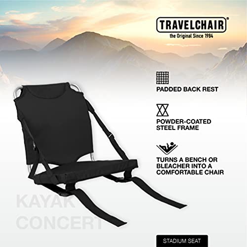 Travel Chair Stadium Chair, Indoor Or Outdoor Seat With Padded Back Rest, 250-Pound Capacity, For Concerts And Boating, Black #TOP1