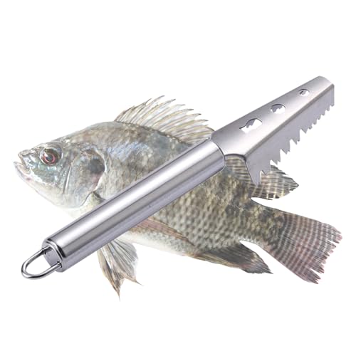Goowafur Herramienta Escamadora de Pescado - Raspaescamas para Pescado - Utensilio de Acero Inoxidable para Cocinar Mariscos Preparación en Camping Restaurante Chef Familiar