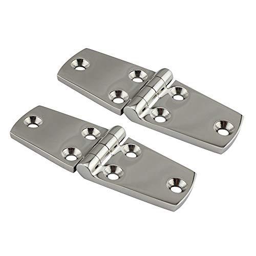 POFET 2 bisagras de puerta de acero inoxidable para barco, cierre de puerta Ecurity, bisagras de cierre de cerrojo marino para yate/caravana (38 x 102 mm)