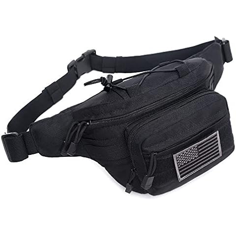 Tactical Waist Pack Military Waist Bag Fanny Pack Hip Bum Bag with Adjustable Strap for Camping Hiking Hunting (Black) Cover