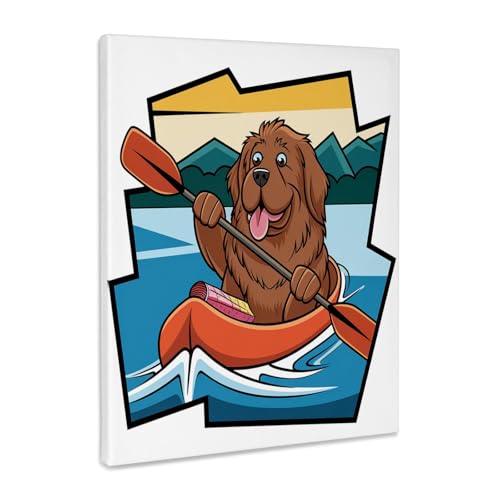 3dRose Newfoundland Puppy Kayaking Canvas Wrap 11x14