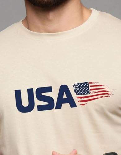 Image of Veirdo Regular Fit Half Sleeves Round Neck Typographic Printed Pure Cotton T-Shirt for Men (Available Colors: Black, Navy, Swan White, & White) (Sizes: S to 2XL)