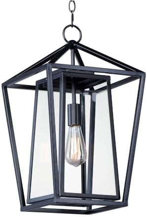 Maxim 3178CLBK Artisan Stainless Steel Outdoor Pendant Ceiling Light, 1-Light 60 Watt, 21" H x 12" W, Black