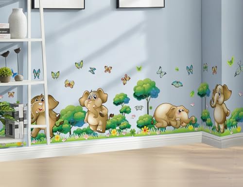 Vinilo Decorativo Animales Jungla Elefante Mariposa miniatura 1