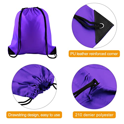 Image of KUUQA 60Pcs Purple Drawstring Backpack Bag Bulk Drawstring Bags String Bags Storage Bags Gym Backpack for Sport Gym Traveling