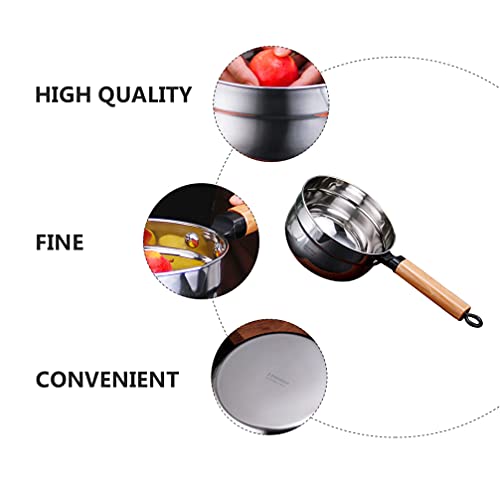 Cabilock Stainless Steel Soup Ladle Kitchen Ladle Cooking Ladle Serving Dipper Spoon Noodle Salad Bowl Food Container With Wood Handle For Home Kitchen Silver #TOP5