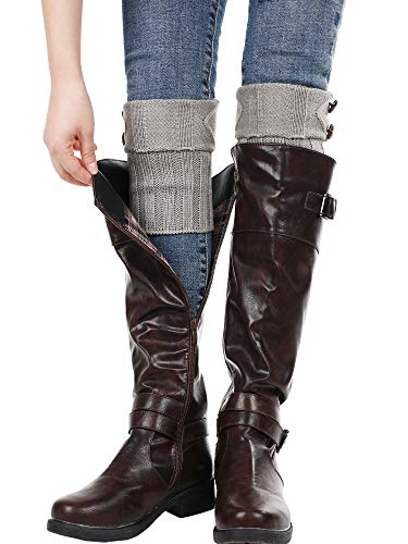Satinior 6 Pairs Women Winter Boot Cuffs Socks Cable Knitted Boot Cuffs Socks Short Knitted Leg Warmers Button Boot Toppers (Vivid Colors) #TOP5