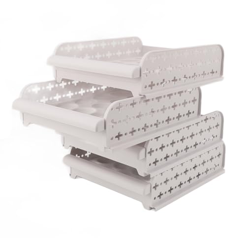 Bonbela Contenitore di Uova da 4 Pezzi per Frigorifero PP Impilabile Shock di Stoccaggio Scatola di Stoccaggio per Casa (4 livelli)