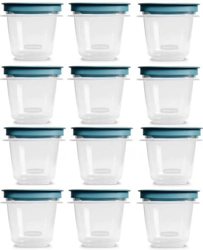 Utensilux Flex and Seal Teal Rubber Maid Food Storage Containers, Half Cup Food Storage Containers, 24 Peice Set, 12 Containers, 12 Lids