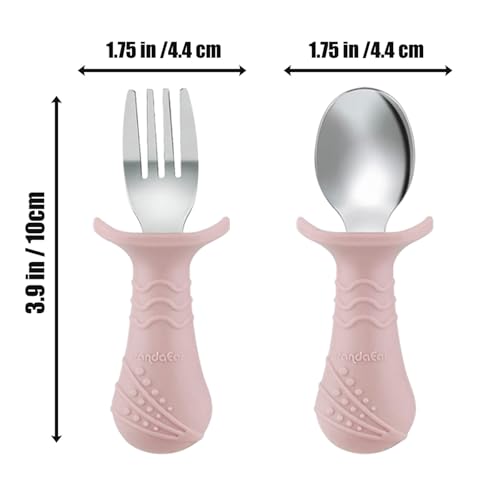 Miniatura 8 de Pandaear Set De Alimentación Bebé Acero Inoxidable 2 Platos Con Ventosa, 2 Vasos Antiderrames Con Pajita Y Fundas De Silicona, 2 Tenedores Y 2 Cucharas Sin Bpa Rose