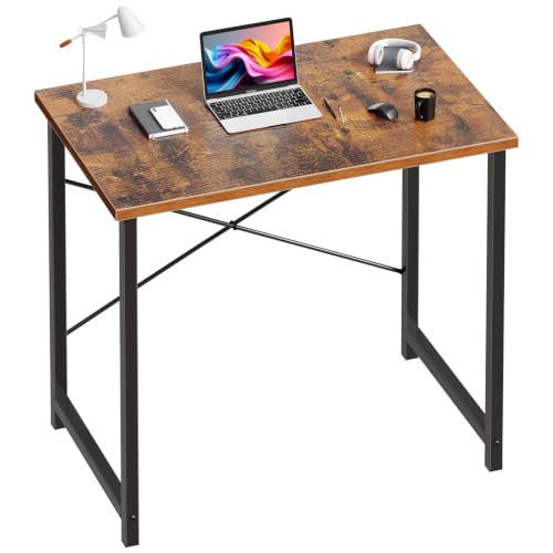 Image of OLIXIS 32-Inch Small Computer Desk for Home Office, Brown