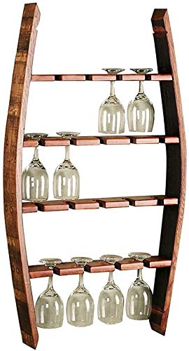 Rangement mural pour bouteille en bois de pin avec porte-verre