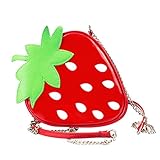 Womens Teen Girl Leather Crossbody Bag Cupcake Pineapple Shape Mini Shoulder Bag (Strawberry Red, 6.68' x 6.68')