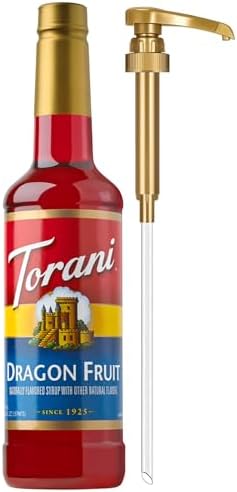 Torani Dragon Fruit Syrup for Drinks, Flavoring for Iced Tea, Lemonade, Juices, and Sodas, Pump Included, 25.4 Oz