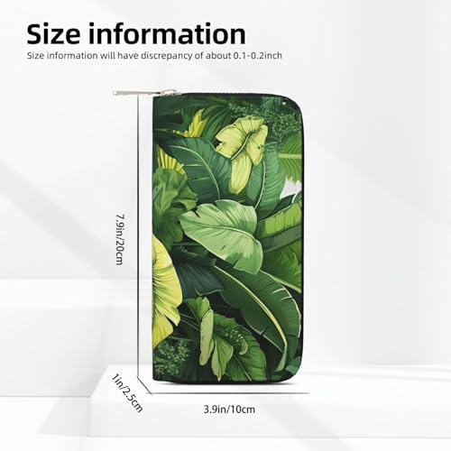 Cute Banana Leaves Leather Wallet For Women Girl, Zip Around Credit Card Holder Long Pu Wallet Clutch Purse Waterproof Travel Handbag3