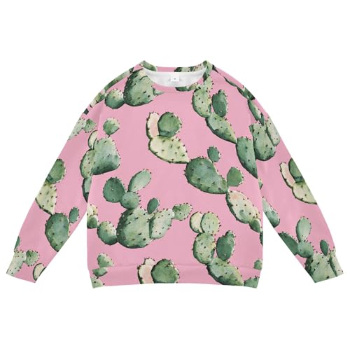 JUNZAN Aesthetic Cactus Pink Kids Boys Sweatshirts Hoodies Crewneck Kids Hoodies Boys Sports 4T