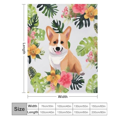 Couverture flanelle fleurs et corgi, l'idée cadeau de voyage originale et utile - 3