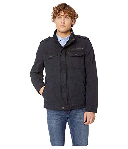 Levi's Men's Washed Cotton Two Pocket Military Jacket (Standard and Big & Tall), Navy, 4X-Large Tall