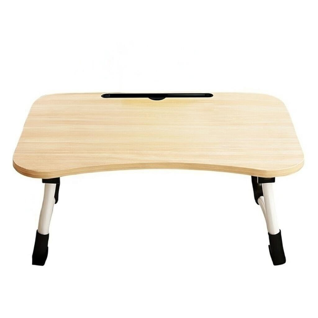 Bandeja para Cama, Mesa de Cama Plegable Desayuno, Ergonómica, Ideal para Portátil, Ordenador y Libros, Mesa Auxiliar con Atril para Leer en la Cama, 50x30x22 cm,Madera - 2