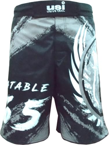 Image of USI UNIVERSAL MMA Shorts for Training & Kickboxing, 411HB Unbeatable Shorts Tuf Stretch Fighting Shorts for Martial Arts, Cage Fight, Muay Thai, BJJ, Boxing (M, Black /Grey)