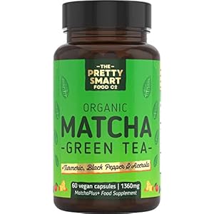 Green Tea Extract Capsules – Organic Matcha Green Tea Tablets – Boosted with Turmeric, Acerola Cherry & Black Pepper – 1360MG Complex – Green Tea Supplement – 60 Capsules – UK Made