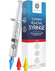 Medi Grade Ear Wax Removal Syringe - Natural Ear Cleaner for Safely Removing Ear Wax at Home - Reusable Ear Cleaning Kit with 3x Family Quad-Spray Safety Tips for Ear Irrigation - Ear Wax Removal Tool