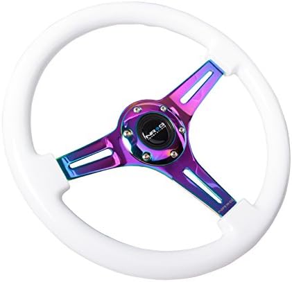 Miniatura 2 de NRG Innovations NRG-ST-015MC-WT - Volante clásico de grano de madera, 13.780 in, 0.984 in de profundidad, 3 radios neocromáticos, agarre de pintura