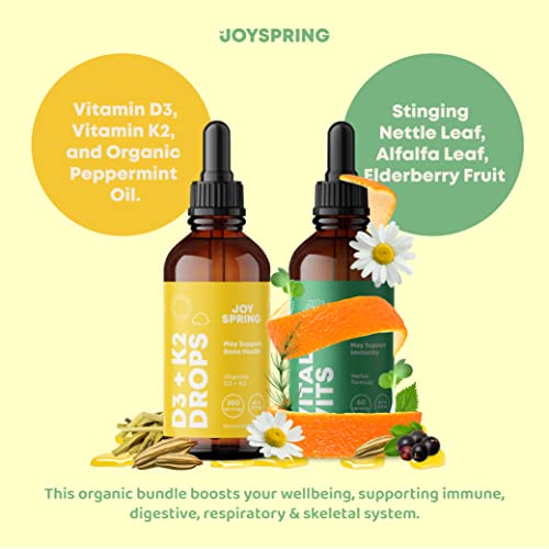 Joyspring Vitamin D Drops For Toddlers To Support Growth And Daily Multivitamin With Burdock Root & Elderberry For Kids Immune Booster #TOP3