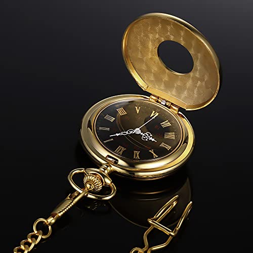 Hicarer-Vintage-Taschenuhr-Stahl-Herrenuhr-mit-Kette