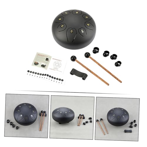 Tambor de Lengüeta Negro Grande Alipis Metal Portátil miniatura 3