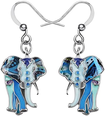 Bonsny Brand Drop Elephant Earrings Acrylic Pattern Long Dangle Earring Fashion
