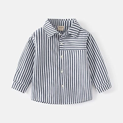 Toddler Boys Button-Down Striped Shirts Long Sleeve Fall Lightweight Collar Shirts Loose Comfy Casual 5 T Shirt Boy3