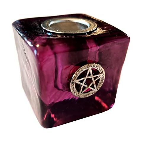 Pentacle Cube Chime Candle Holder (Purple, Set of 1) - Mini Candle Holder Pentacle for Wicca Pagan Hoodoo Witchcraft Cover