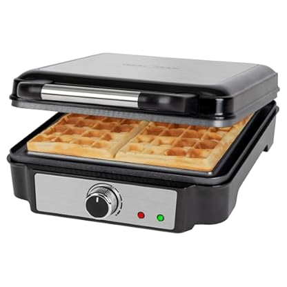 ProfiCook® Waffeleisen für belgische Waffeln mit 4 Backflächen | Waffeleisen belgische Waffel | antihaftbeschichtet Backfläche | stufenlos wählbarer Bräunungsgrad | Edelstahl | 1200 Watt | PC-WA 1241