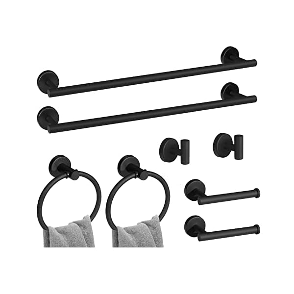 Bathroom Hardware Set - Bathroom Accessories Kit Towel Racks for Bathroom (Stainless Steel, Black)
