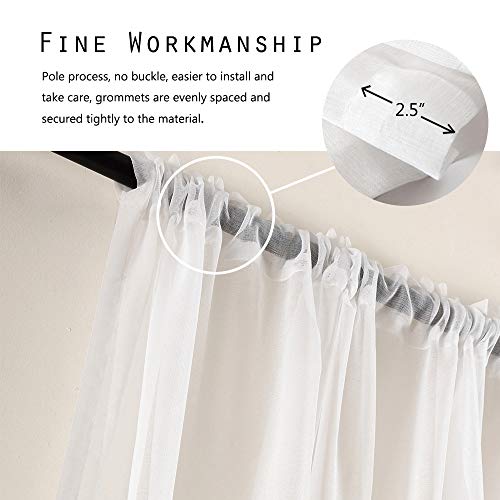 Dreaming Casa Solid Sheer Curtains Draperies White Rod Pocket 2 Panels 100" W X 102" L #TOP2
