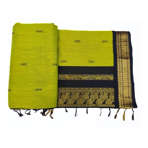 Image of Pure Kalyani Cotton Saree | Zari Border & Blouse Piece - Lata Gadwal Design | Traditional Saree