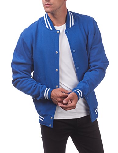 Pro Club Men's Varsity Fleece Baseball Jacket, Royal/Royal, Large #TOP4