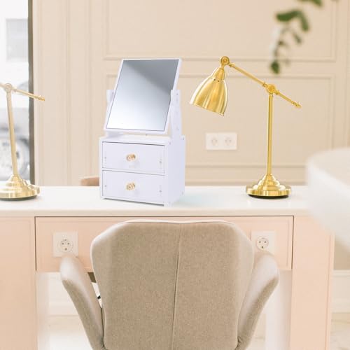 Espejo de maquillaje de mesa minkissy con caja organizadora miniatura 5