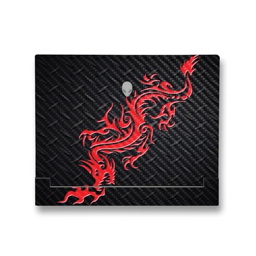 Image of MightySkins Carbon Fiber Skin Compatible with Alienware X14 R2 (2023) Full Wrap Kit - Red Dragon | Protective, Durable Textured Carbon Fiber Finish | Easy to Apply & Change Styles | Made in The USA