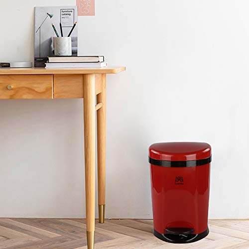 Caneca de basura circular con pedal 8.3 L roja miniatura 6