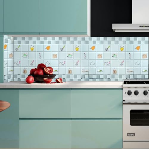 Image of SARVATRAY Self-Adhesive Wallpaper, Kitchen Oil Proof Heat Resistant Stickers, Vinyl Sheet for Wall 2 X 6.5 SQ FT (2 M Kitchen Style Grey WS)