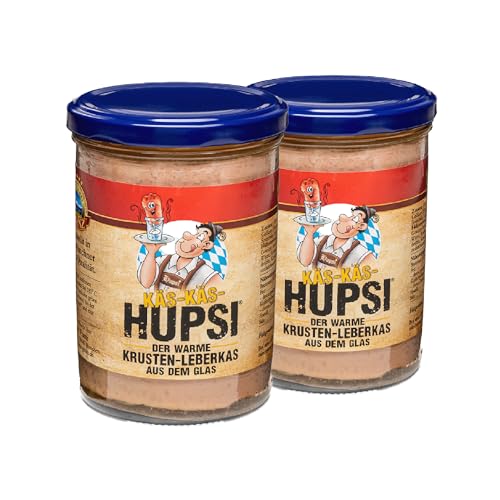 Hupsi Leberkäse im Glas original - KÄS-KÄS 2x 380 g - In 25-30min verzehrfertig - Bayerischer Leberkas zum Aufbacken aus Familienmetzgerei in München