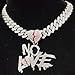 N-Made Beautifull No Love Chain Broken Heart Iced Out Pendant, Pendants for Men and Women, Chain, Hip Hop Pendant Necklace Width 15mm Cuban (20 Inches, Silver 1)