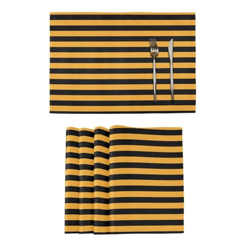 Yellow and Black Line Decorative water proof placemats for dining table burlap underplate mat manteles para mesa de comedor set of 6 12x18