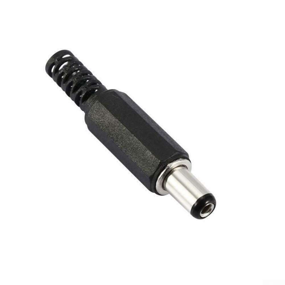 DC Power Connector Replacement 5.5 x 2.1mm, Male and Female Terminal Adapter Pair for Secure Connection, Panel Mount DC Socket, 5 Sets, Black