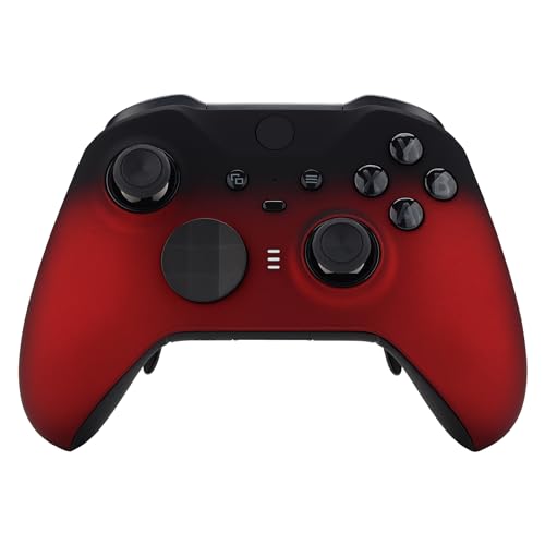eXtremeRate Front Gehäuse für Xbox Elite Series 2 Controller,DIY-Ersatz Hülle&Thumbsticks Accent-Ring Case Shell Set für Xbox Elite Series 2-Core Gamepad Modell 1797-Verlaufende Schwarz Rot