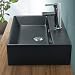 Produktbild ML-Design Waschbecken zur Wandmontage oder als Aufsatzwaschbecken mit Hahnloch, 60 x 36,5 x 13 cm, aus Keramik, Schwarz matt, Badezimmer Waschtisch Aufsatzbecken Handwaschbecken Waschschale Becken