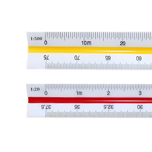 Dreikantmaßstab, 2 Stück, 30 cm Maßstab Lineal, Architektonisches Lineal Dreikantmaßstab Maßstab Kunststoff Metrische Skalen, 1:20/25/50/75/100/125/200/250/300/400/500