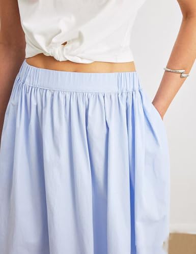 Womens Summer Long Skirt High Waist Pleated A-Line Casual Flowy Fairy Skirts3